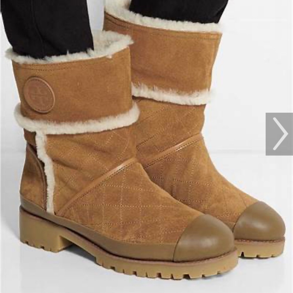 Tory Burch Boughton Shearling Boots Size 8 Fur Lined